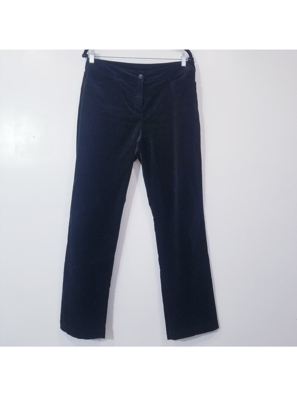 Eileen Fisher Black Velvet High Rise Pants Straight Leg